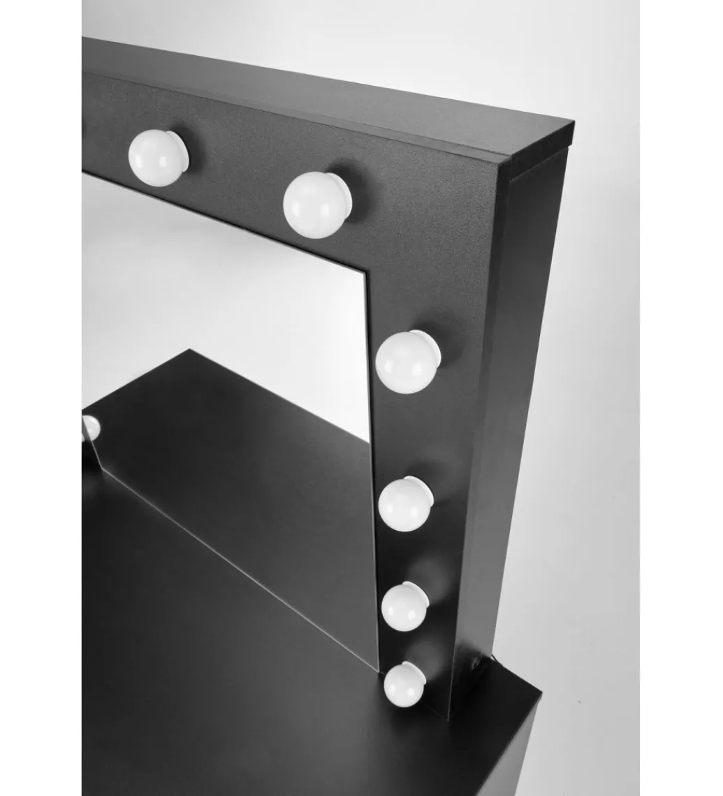 Toaletka HOLLYWOOD 94 cm czarna z oświetleniem LED*Halmar