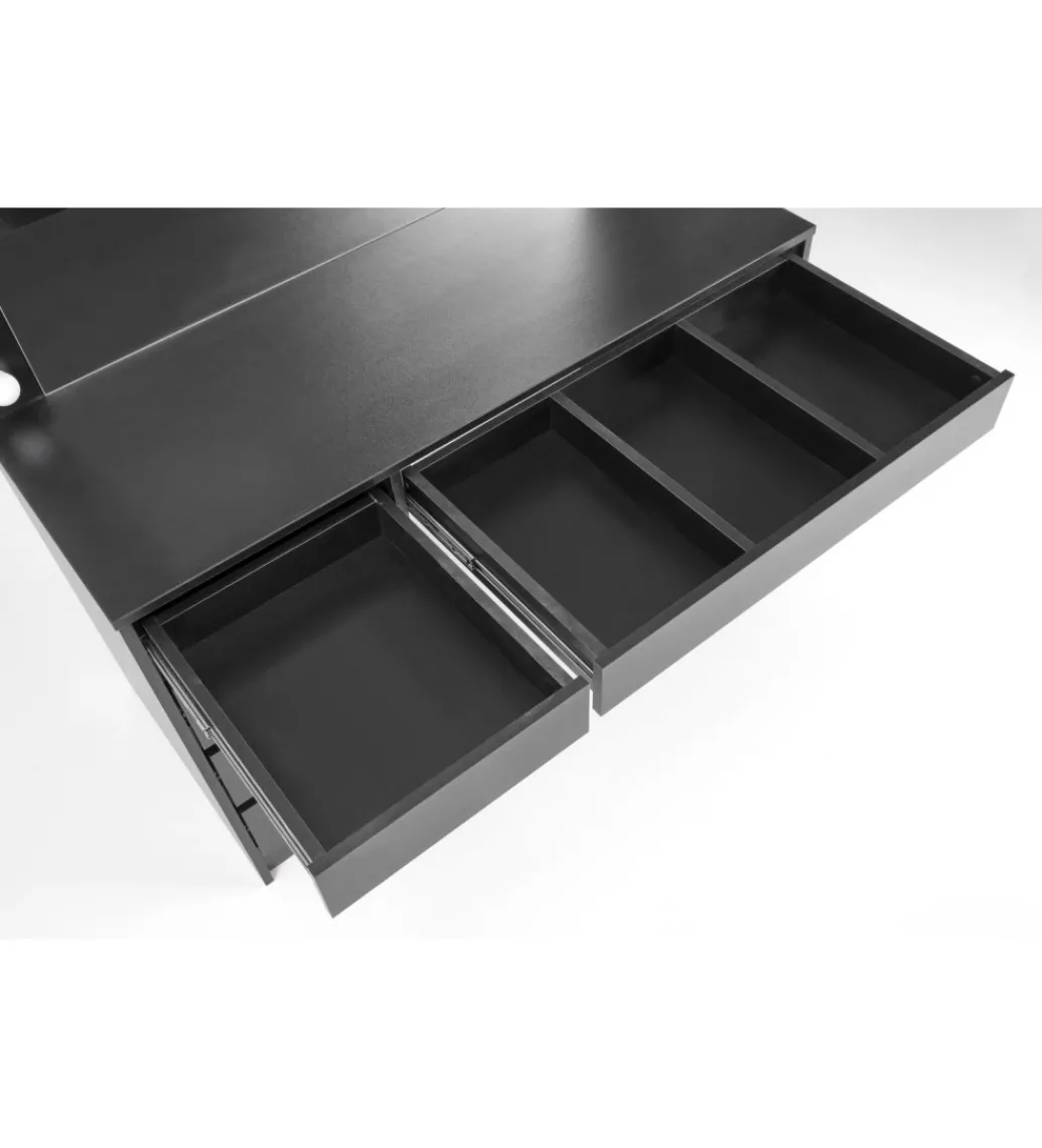 Toaletka HOLLYWOOD XL 120 cm czarna z oświetleniem LED*Halmar Best