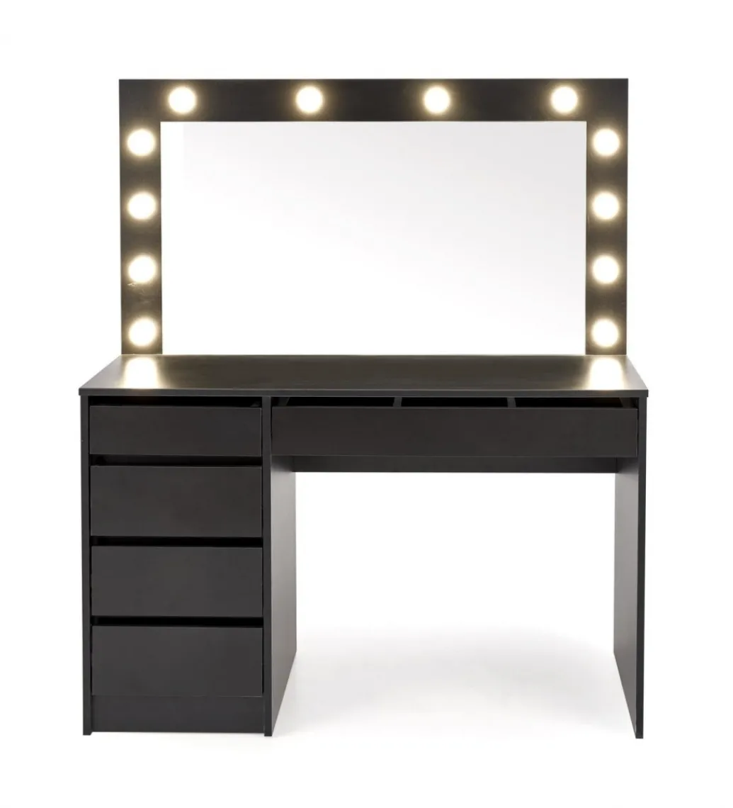 Toaletka HOLLYWOOD XL 120 cm czarna z oświetleniem LED*Halmar Best