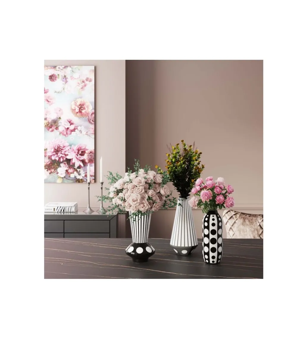 Wazon BRILLAR 40 cm czarno biały szklany*KDesign Outlet