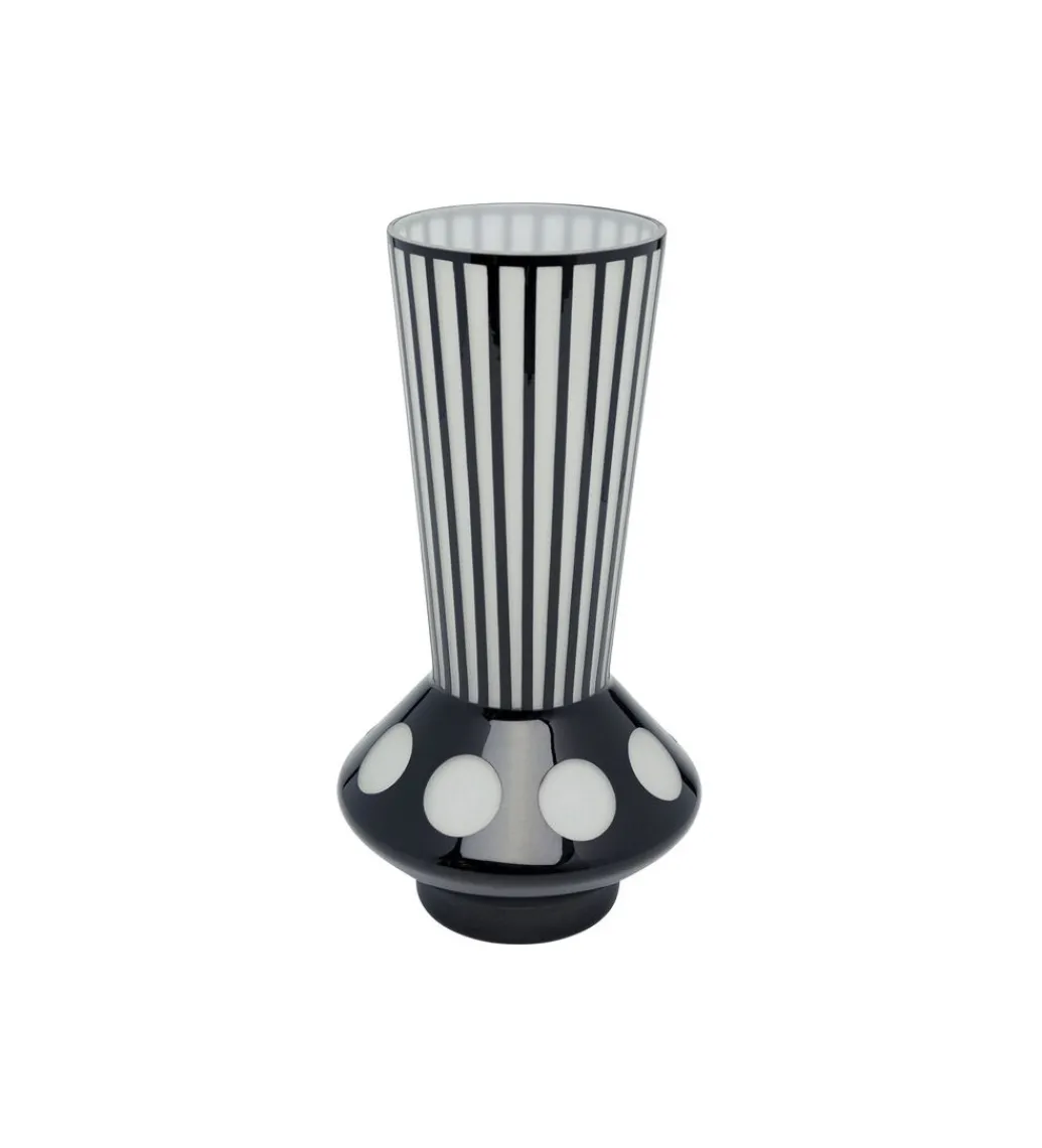 Wazon BRILLAR 40 cm czarno biały szklany*KDesign Outlet