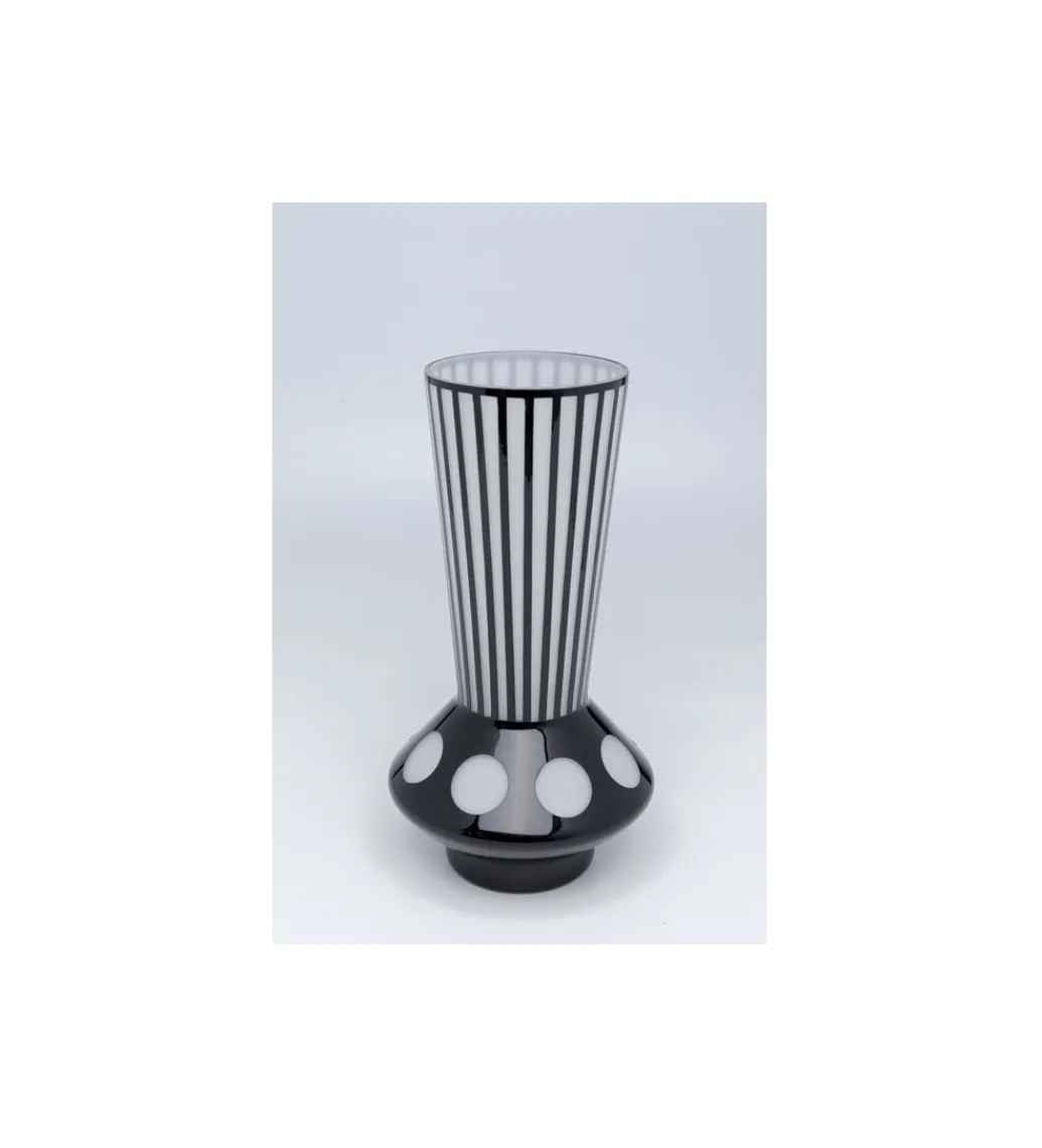 Wazon BRILLAR 40 cm czarno biały szklany*KDesign Outlet