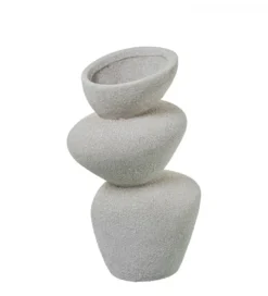 Wazon KATAM 25 cm ceramika biały piaskowy*Exclusivas New