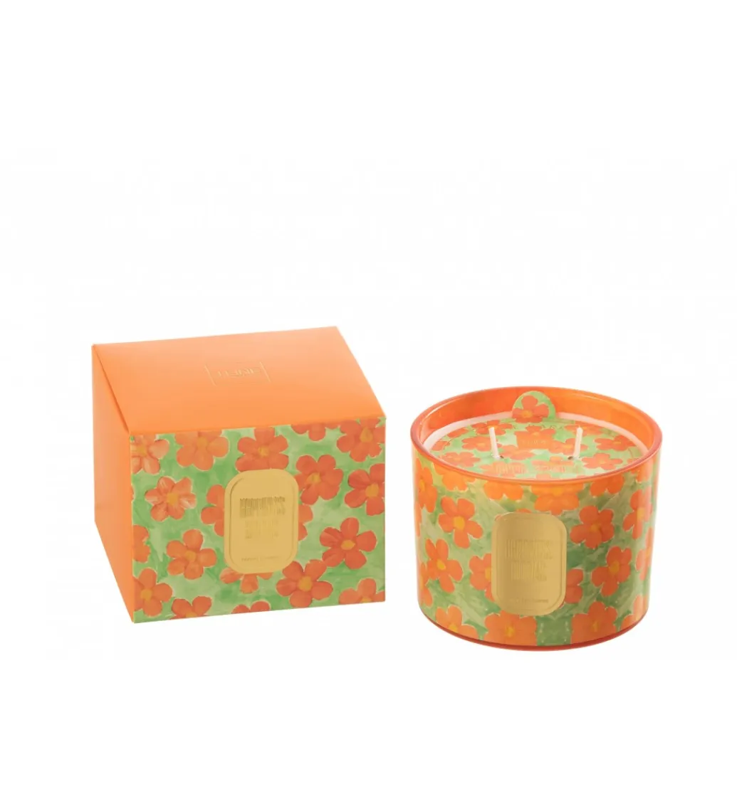 Świeca zapachowa FLOWERMA 8 cm pomarańczowa zielona*J-Line Hot