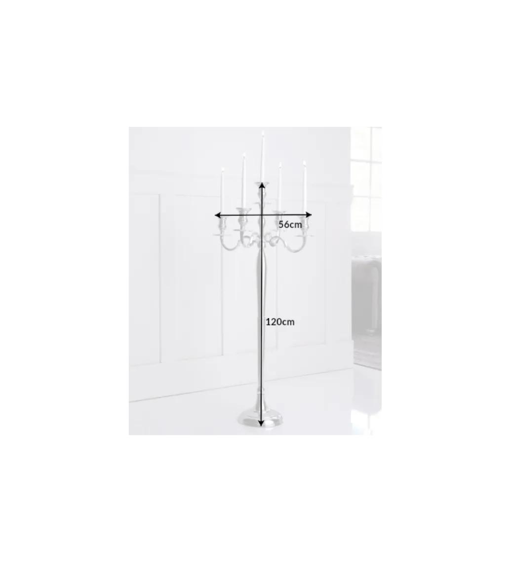 Świecznik 5 - ramienny 120 cm srebrny*Invicta Interior Clearance