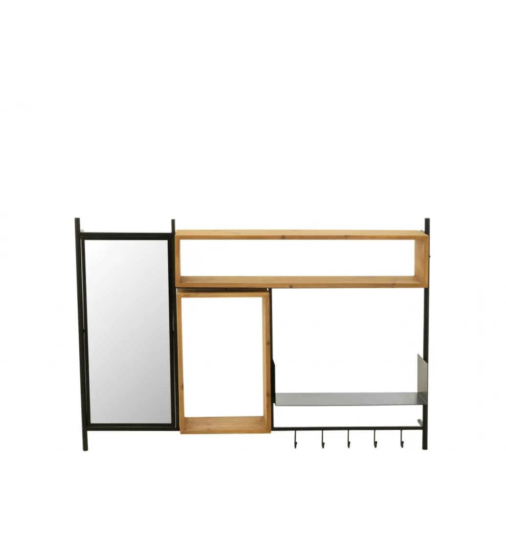Wieszak ścienny TINA 130 cm drewno jodła czarny*J-Line Clearance