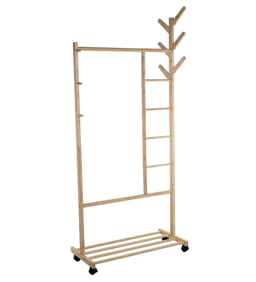 Wieszak ESKEMIHO 170 cm w odcieniu naturalnym na kółkach*Exclusivas Discount