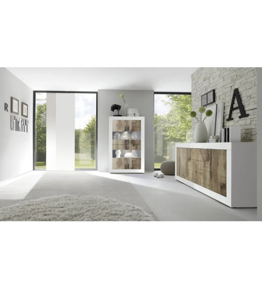 Witryna BASIC 102 cm biała z dodatkiem koloru klon Pero*MCA Linia Włoska Hot