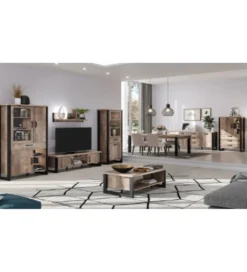 Witryna EMILE 106 cm w optyce dąb tytoniowo-brązowy*MCA Discount
