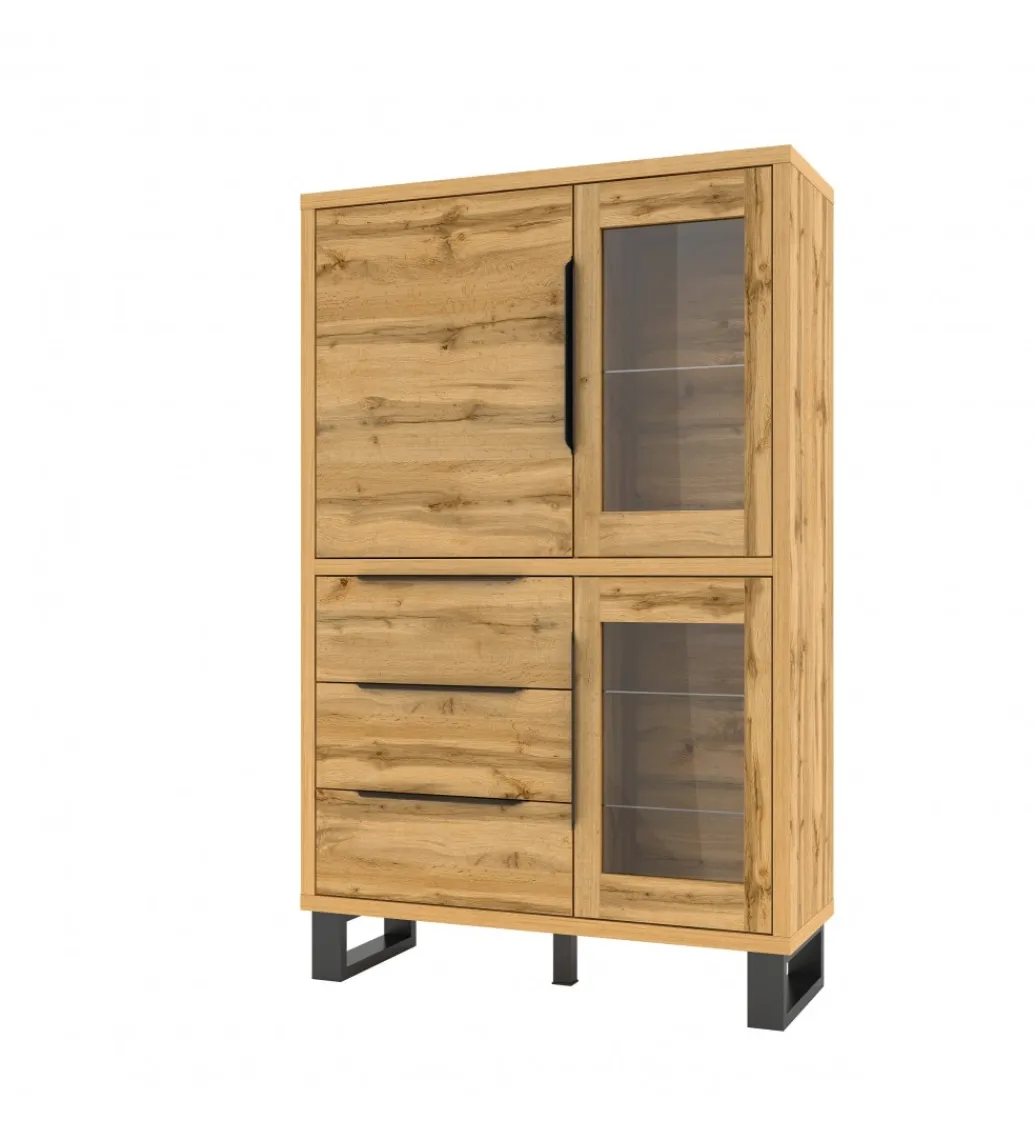 Witryna Halle 120 cm w optyce dąb wotan*Helvetia Clearance