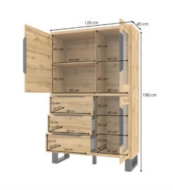 Witryna Halle 120 cm w optyce dąb wotan*Helvetia
