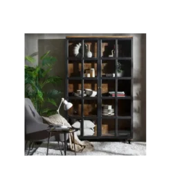 Witryna Iron Craft 115 cm drewno mango czarna*Zona-Design Best