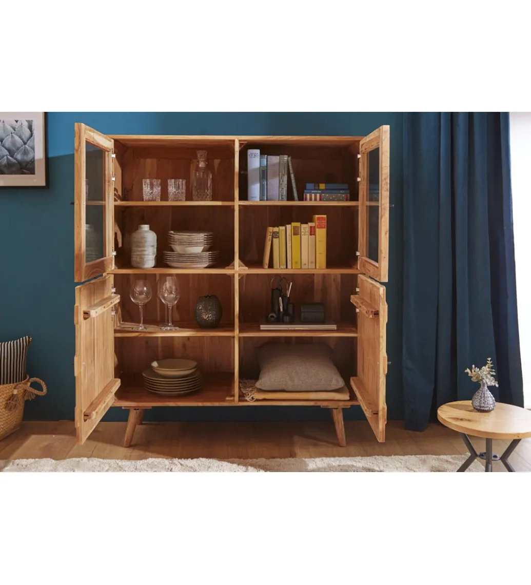Witryna Komodo Mystic Living 140 cm drewno akacja*Invicta Interior - przedsprzedaż