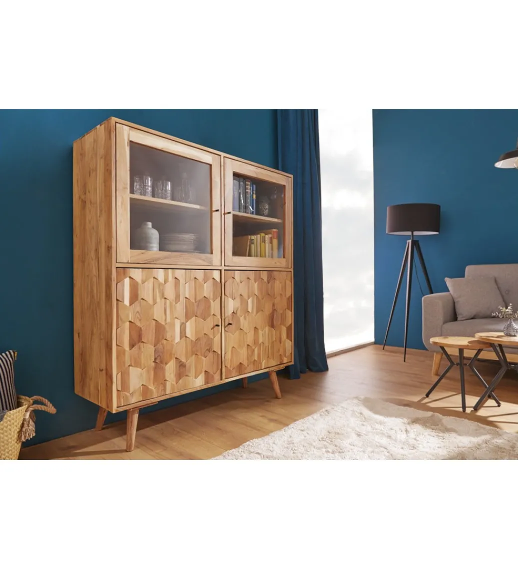 Witryna Komodo Mystic Living 140 cm drewno akacja*Invicta Interior - przedsprzedaż