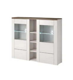 Witryna LARONA 155 cm o wybarwieniu Sonoma Trufel z kolorem Sibiu Larche*Helvetia Sale