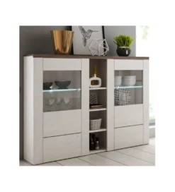 Witryna LARONA 155 cm o wybarwieniu Sonoma Trufel z kolorem Sibiu Larche*Helvetia Sale
