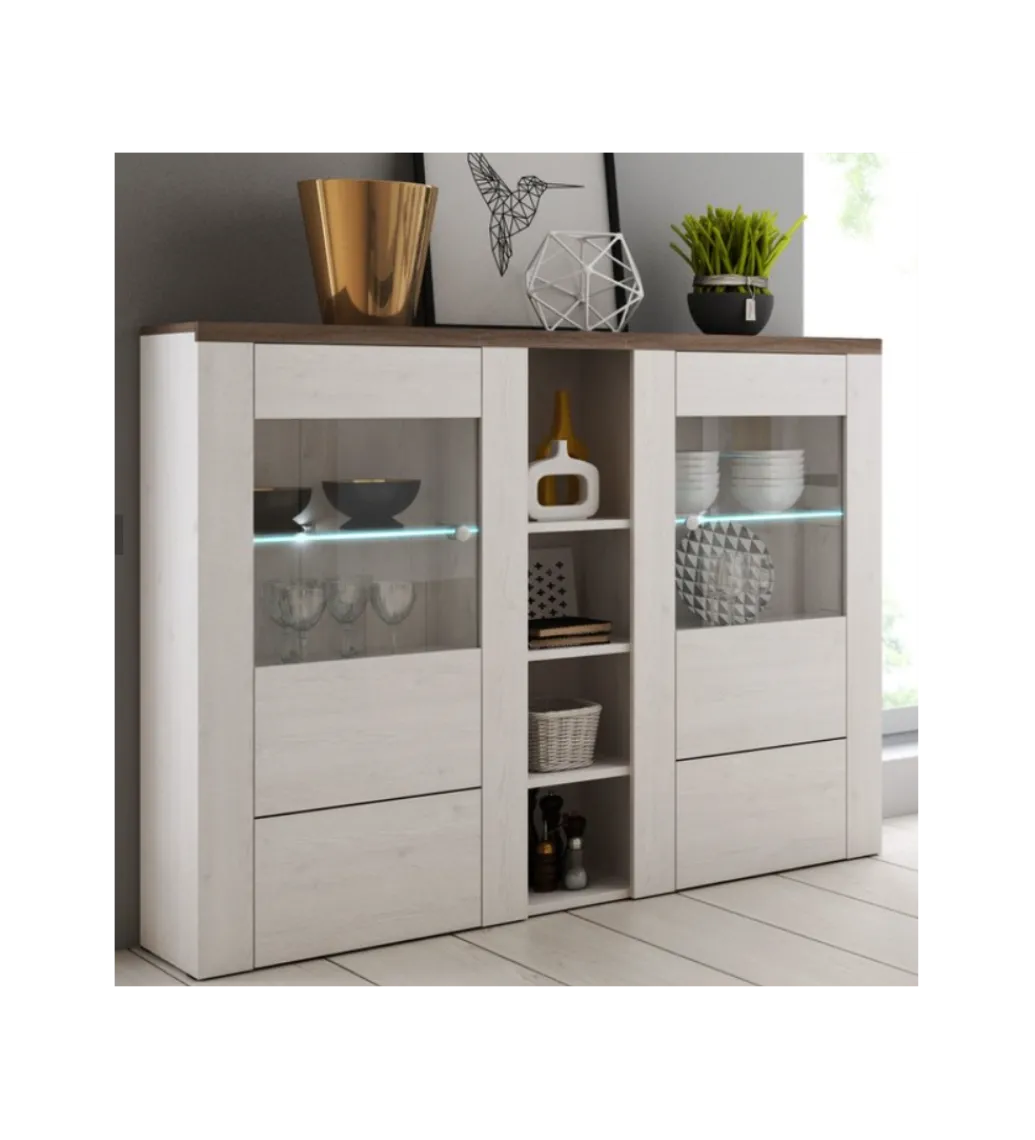 Witryna LARONA 155 cm o wybarwieniu Sonoma Trufel z kolorem Sibiu Larche*Helvetia Sale