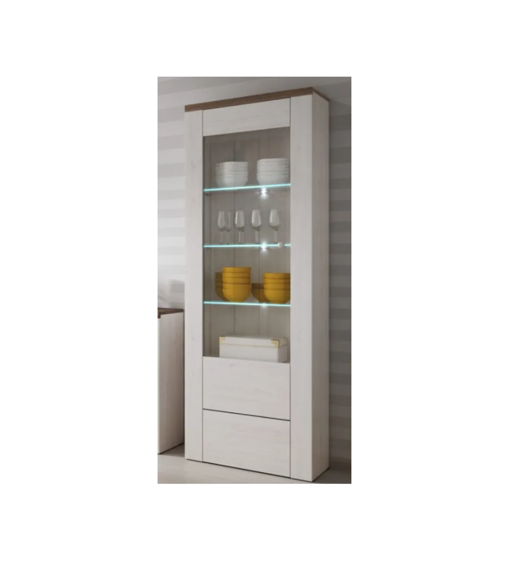 Witryna LARONA 65 cm o wybarwieniu Sonoma Trufel z kolorem Sibiu Larche*Helvetia New