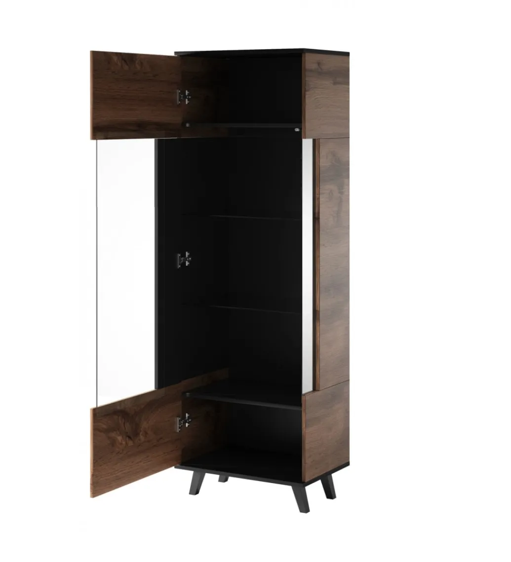 Witryna RANDOM 60 cm w kolorze dąb wotan z kolorem czarnym*Halmar New