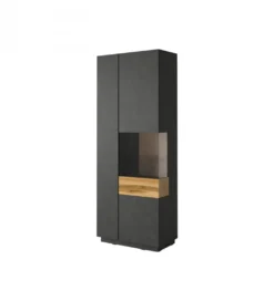 Witryna SILKE 80 Cm Antracytowa Z Dodatkiem Koloru Dąb Wotan*Helvetia Discount
