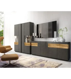 Witryna SILKE 80 Cm Antracytowa Z Dodatkiem Koloru Dąb Wotan*Helvetia Discount