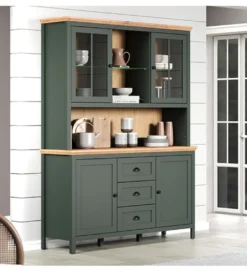 Witryna STANTON 146 cm w optyce dębu Evoke Ciemnozielony*MCA Linia Włoska New