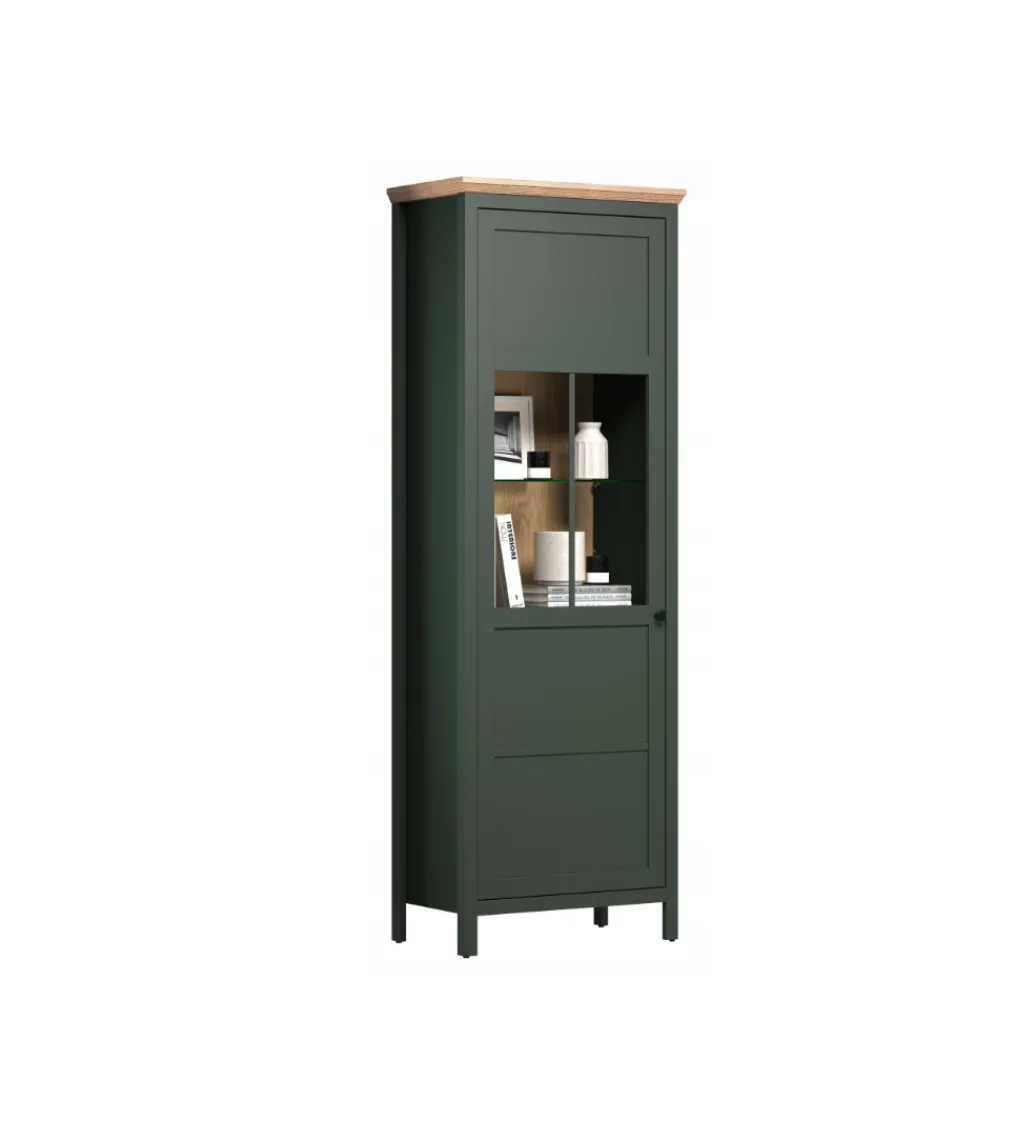 Witryna STANTON 69 cm w optyce dębu Evoke Ciemnozielony*MCA Linia Włoska New