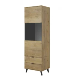 Witryna TV NEST 60 cm o wybarwieniu dąb lefkas z kolorem czarnym*Halmar Sale