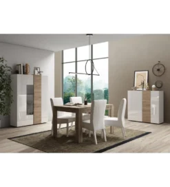 Witryna VENUS 121 cm biała z dodatkiem koloru dąb Cadiz*MCA Linia Włoska Discount