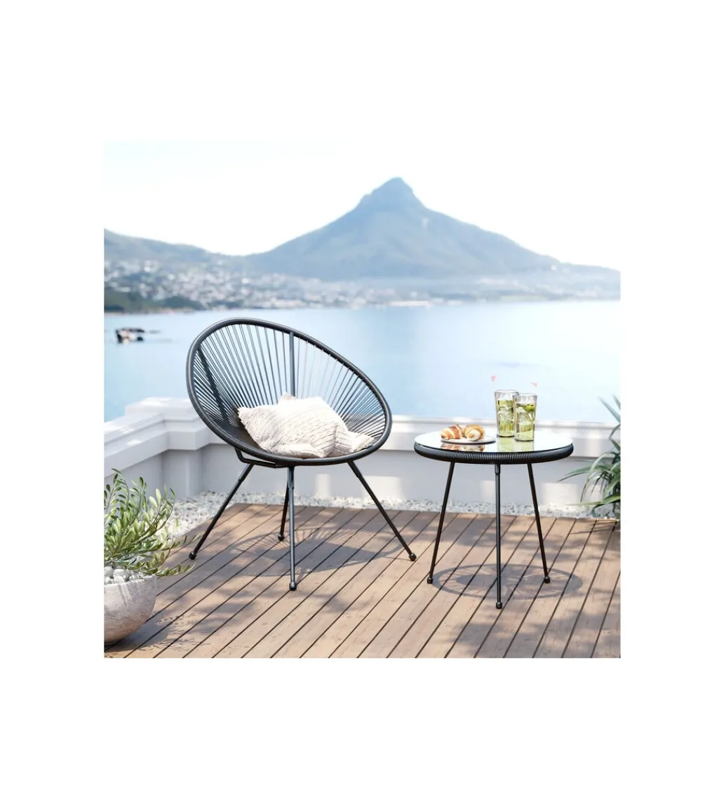Zestaw 2 ACAPULCO fotel i stolik czarny*KARE Sale