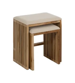 Zestaw 2 ławek BELLAMONTE 50 cm 41 cm drewno teak*Zona-Design New