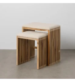 Zestaw 2 ławek BELLAMONTE 50 cm 41 cm drewno teak*Zona-Design New
