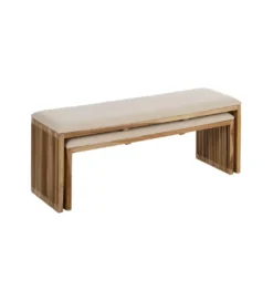 Zestaw 2 ławek BELLAMONTE 115 cm 106 cm drewno teak*Zona-Design Sale