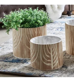 Zestaw 2 doniczek GRABADO 30 cm 25 cm naturalne*Imeri Online