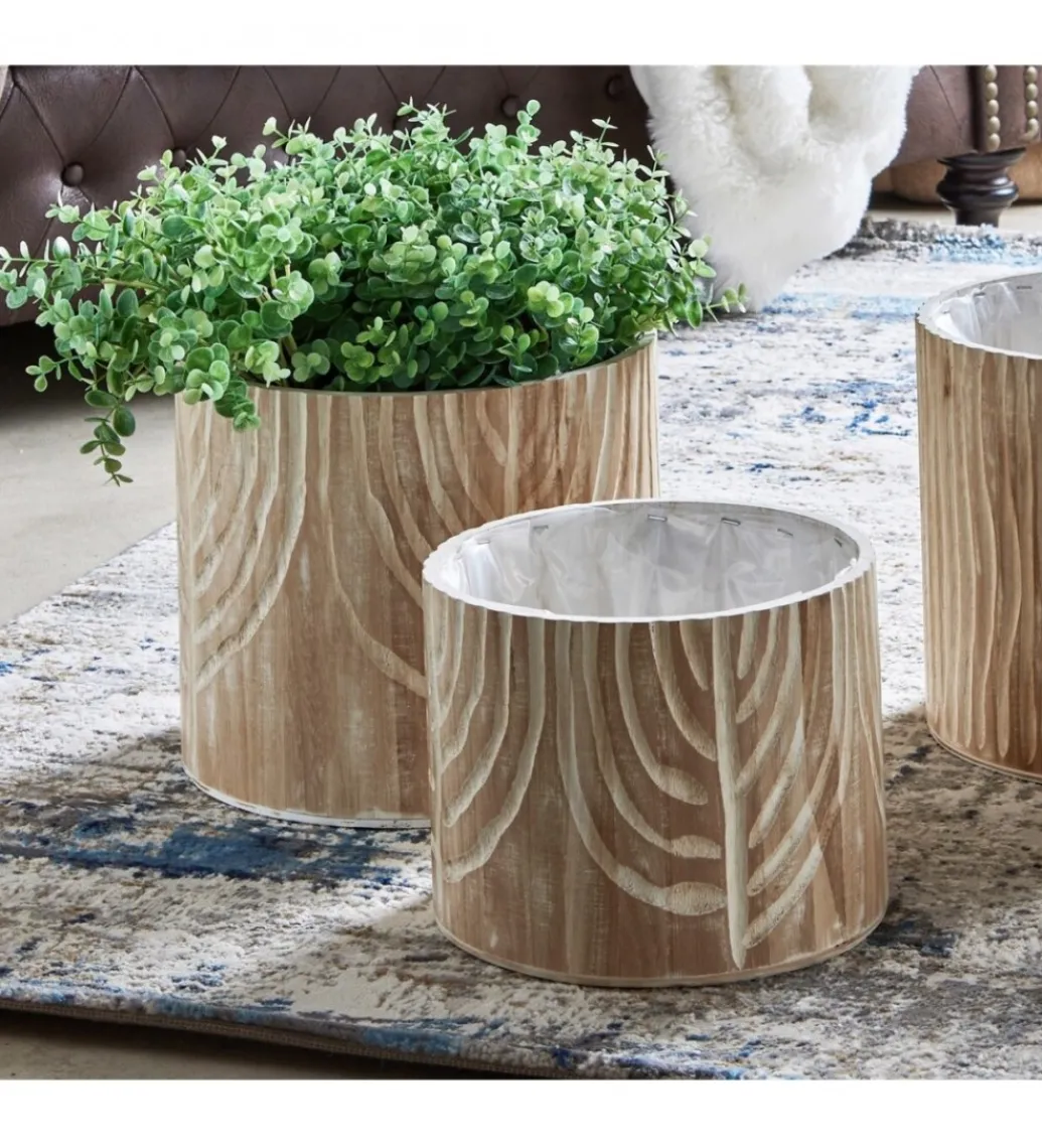Zestaw 2 doniczek GRABADO 30 cm 25 cm naturalne*Imeri Online