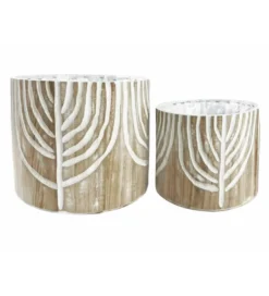 Zestaw 2 doniczek GRABADO 30 cm 25 cm naturalne*Imeri Online