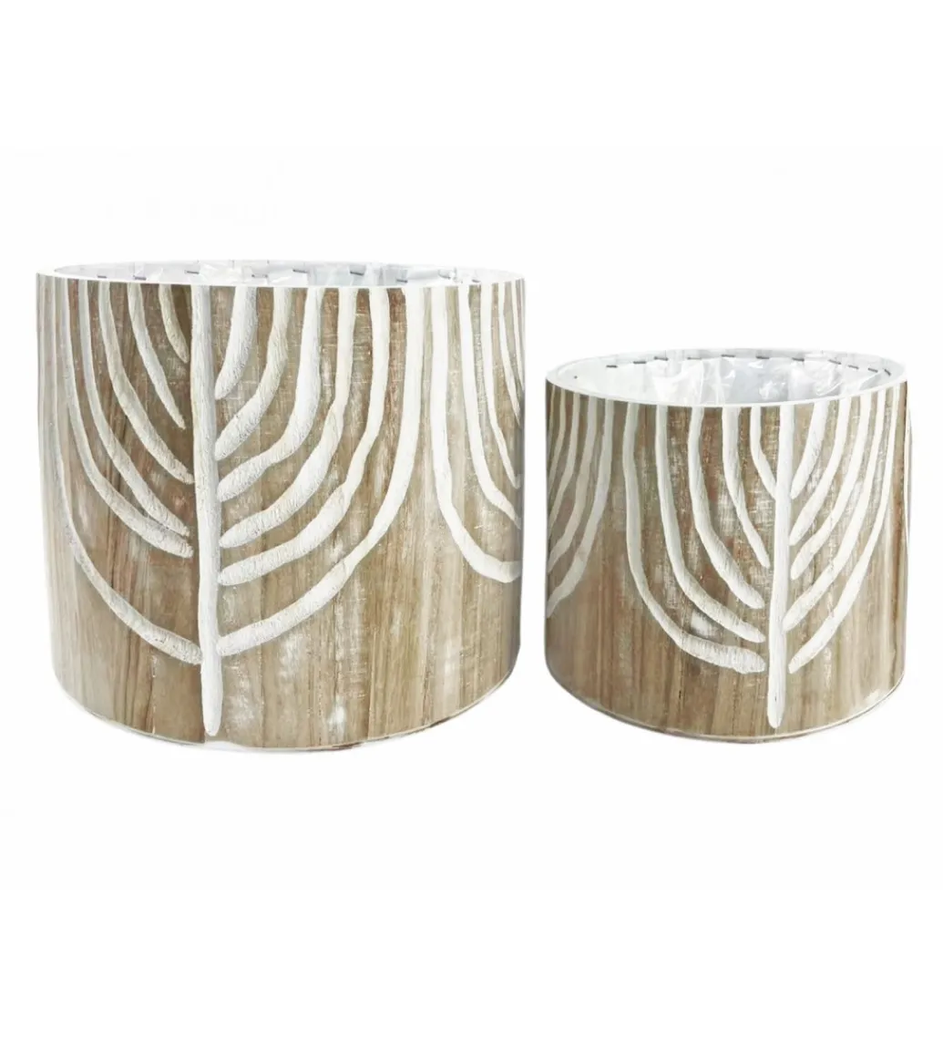 Zestaw 2 doniczek GRABADO 30 cm 25 cm naturalne*Imeri Online