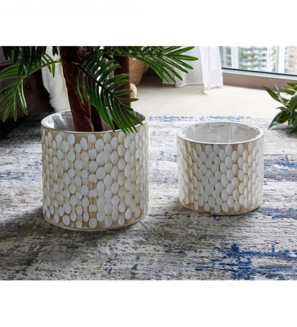 Zestaw 2 doniczek GRABADY 30 cm 25 cm naturalne*Imeri Sale