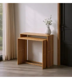 Zestaw 2 konsol BELLAMONTE 85 cm 75 cm drewno teak*Zona-Design Sale