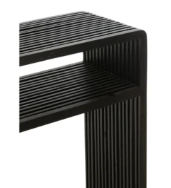 Zestaw 2 konsol SHELFY 130 i 118 cm drewno teak czarna*J-Line