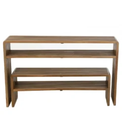 Zestaw 2 konsol SHELIS 130 cm 118 cm drewno teak*J-Line Outlet