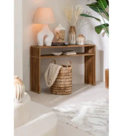 Zestaw 2 konsol SHELIS 130 cm 118 cm drewno teak*J-Line Outlet