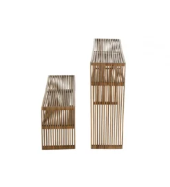 Zestaw 2 konsol SHELIS 130 cm 118 cm drewno teak*J-Line Outlet