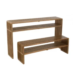 Zestaw 2 konsol SHELIS 130 cm 118 cm drewno teak*J-Line Outlet