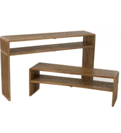 Zestaw 2 konsol SHELIS 130 cm 118 cm drewno teak*J-Line Outlet