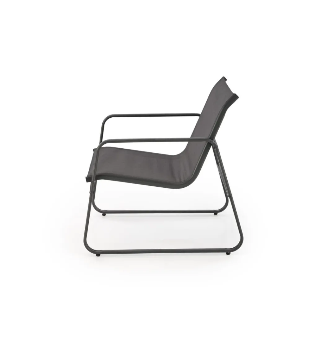 Zestaw ogrodowy CONOR sofa 114 cm dwa fotele 76 cm stolik 75 cm czarno szary*Halmar Outlet