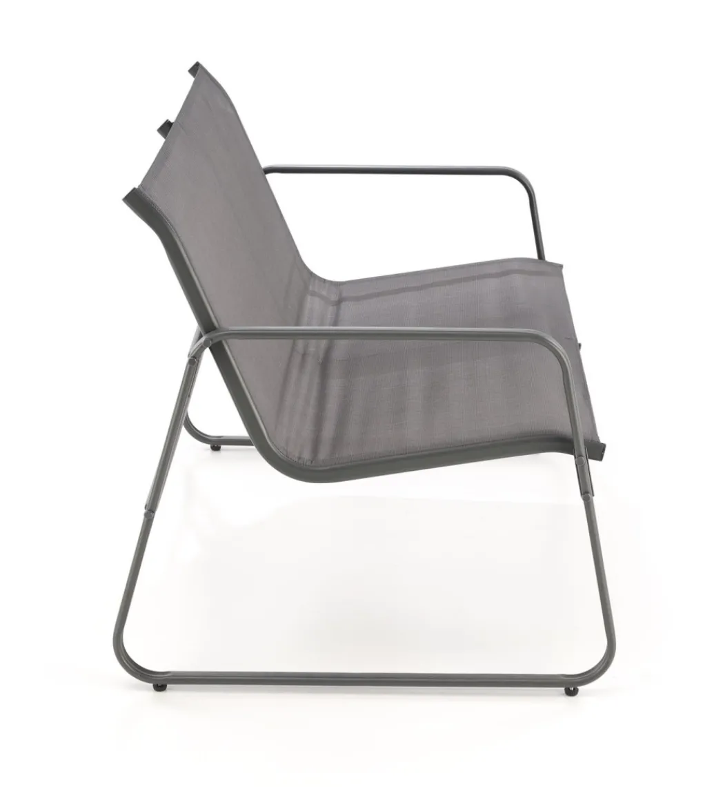 Zestaw ogrodowy CONOR sofa 114 cm dwa fotele 76 cm stolik 75 cm czarno szary*Halmar Outlet