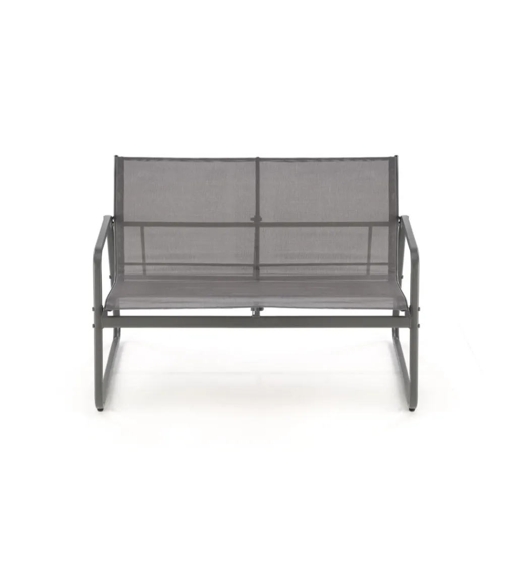 Zestaw ogrodowy CONOR sofa 114 cm dwa fotele 76 cm stolik 75 cm czarno szary*Halmar Outlet