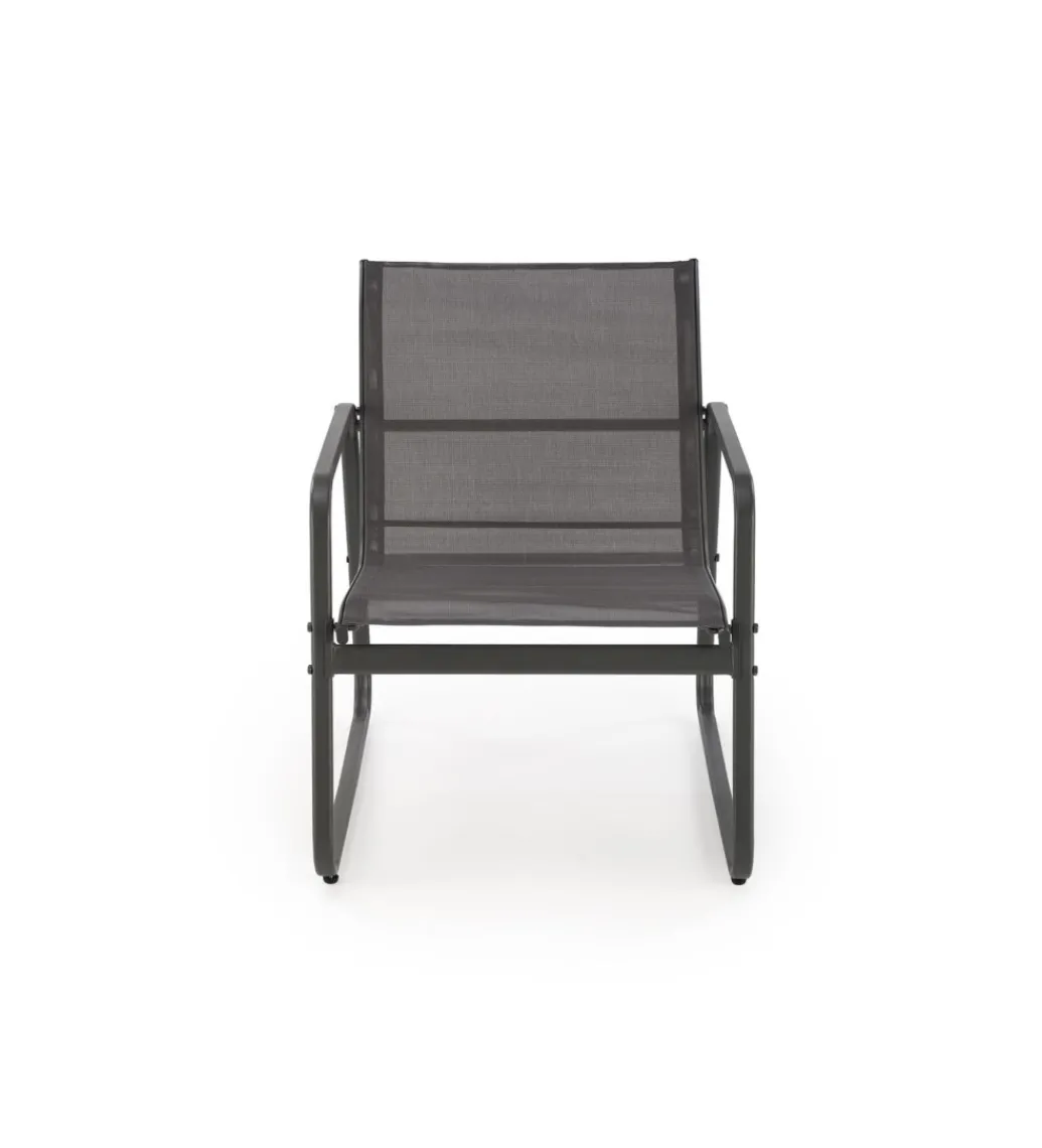 Zestaw ogrodowy CONOR sofa 114 cm dwa fotele 76 cm stolik 75 cm czarno szary*Halmar Outlet