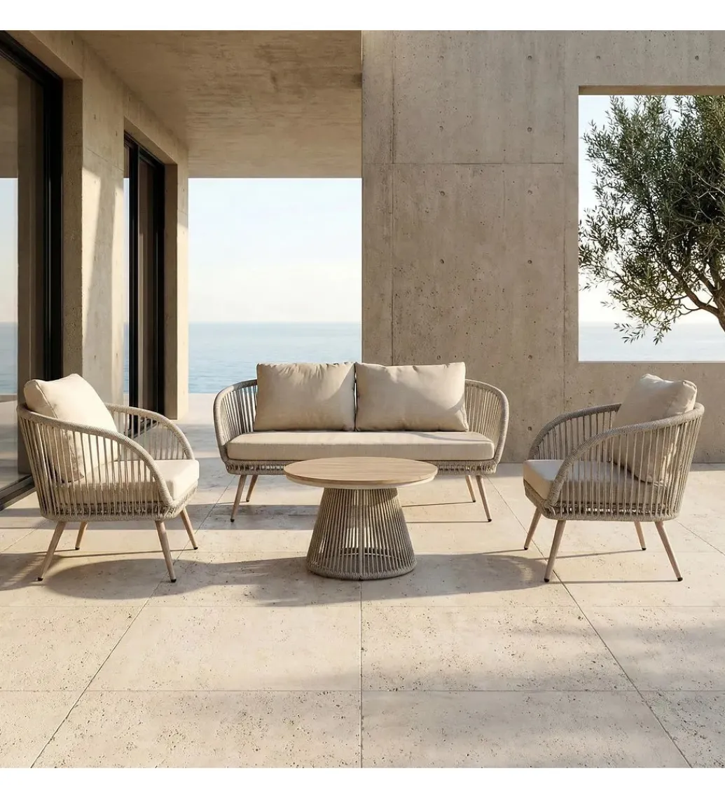 Zestaw ogrodowy DUNA sofa 153 cm dwa fotele 74 cm stolik 66 cm*Zona-Design Online